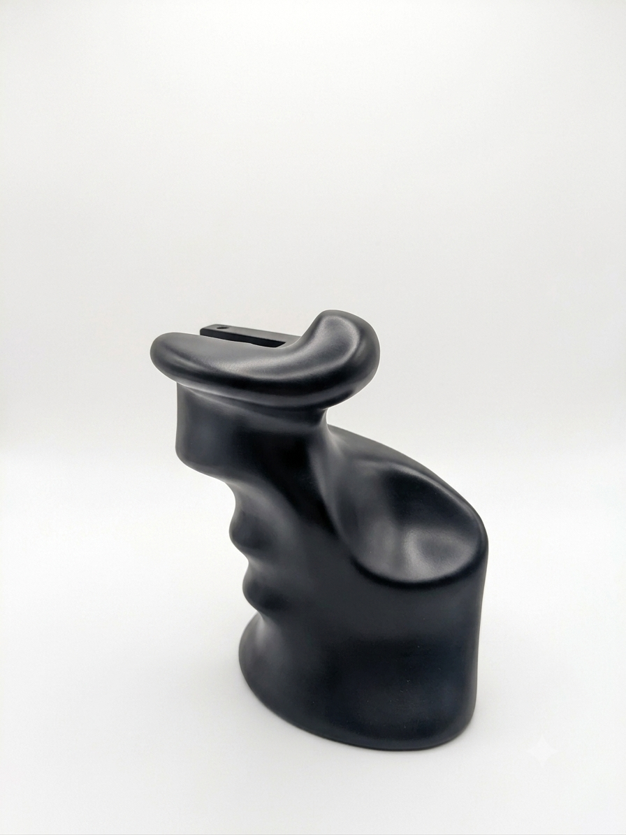 Left-hand AR-15 overmolded sniper grip in black polymer